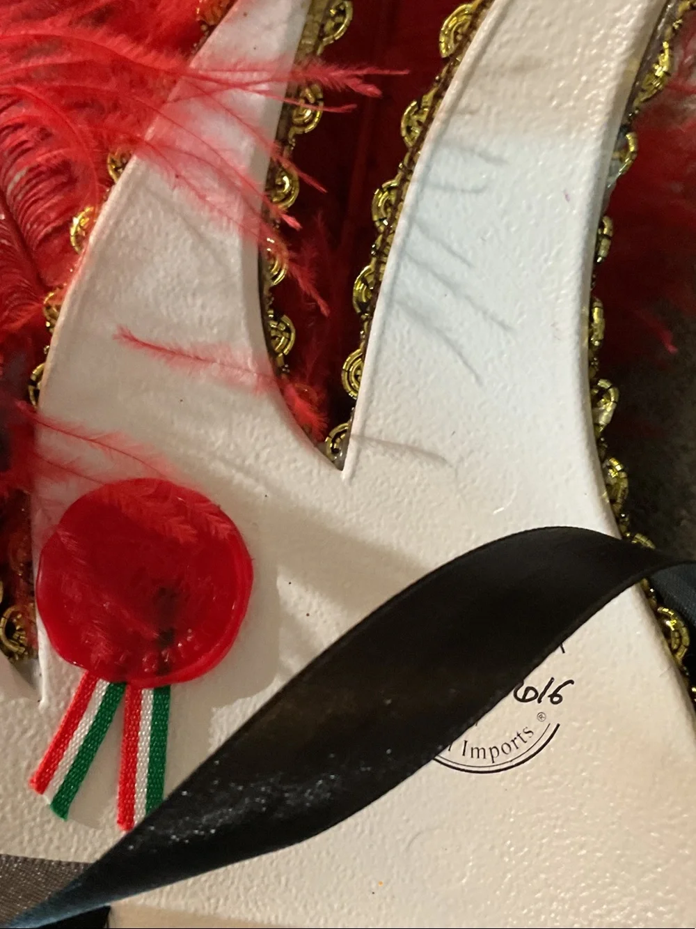 Pier 1 Gold and Red Feathered Venetian Mask